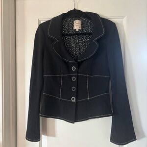 Y2K Nanette Lepore black contrast stitch fitted blazer size medium